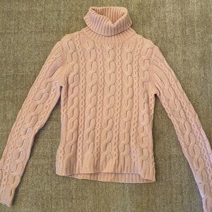 Autumn Cashmere Pink Cableknit Turtleneck Sweater Size S